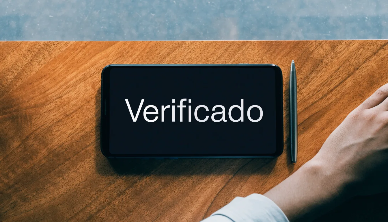Uma folha de licença em papel com um selo vermelho, pousada numa secretária de madeira ao lado de uma caneta